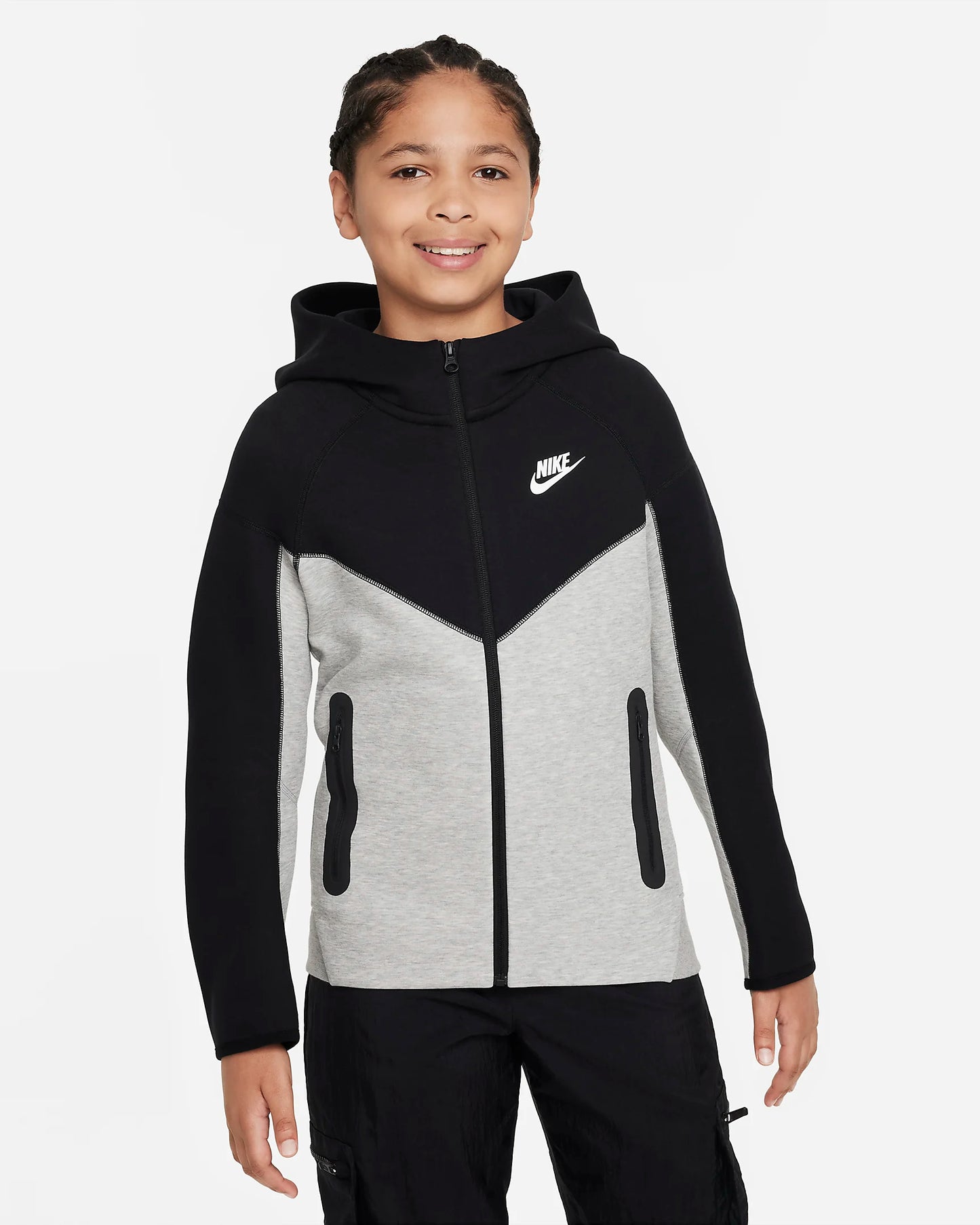 Nike Sportswear Tech Fleece Felpa con cappuccio e zip a tutta lunghezza Dark Grey Heather/Nero