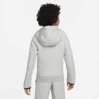 Nike Sportswear Tech Fleece Felpa con cappuccio e zip a tutta lunghezza – Ragazzo Grey