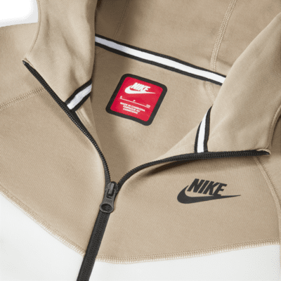 Nike Sportswear Tech Fleece Felpa con cappuccio e zip a tutta lunghezza – White-kakhi